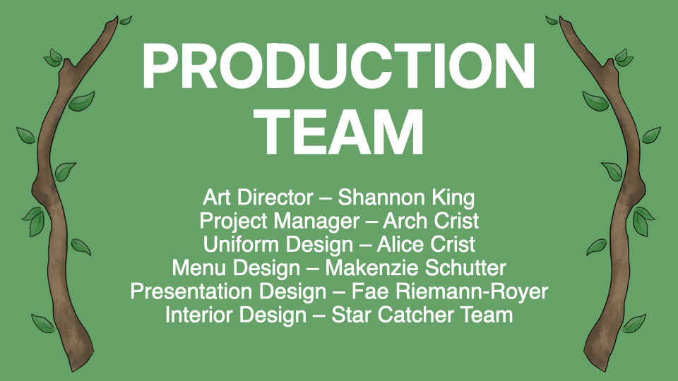 Production team credits for the Stephens College student project.