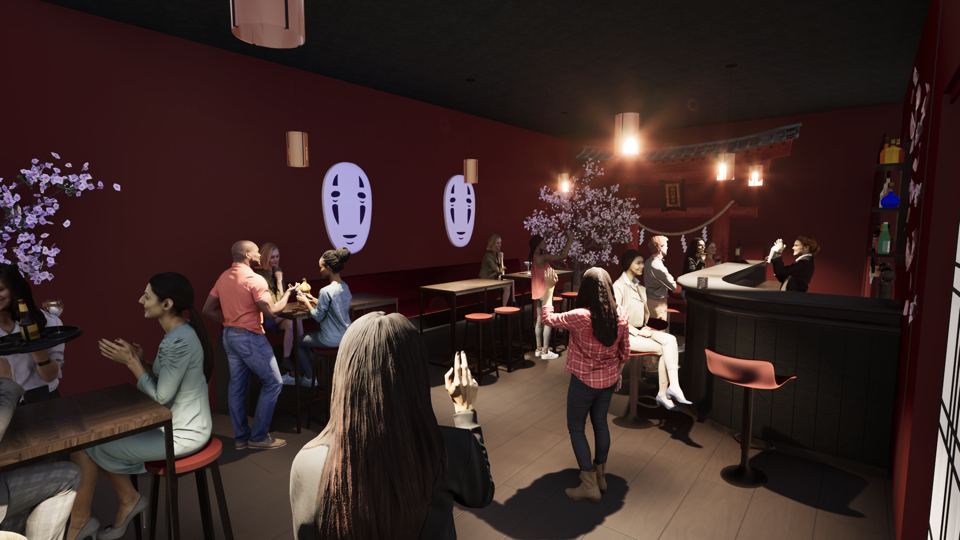 Spirited Away rendering from the themed side room.
