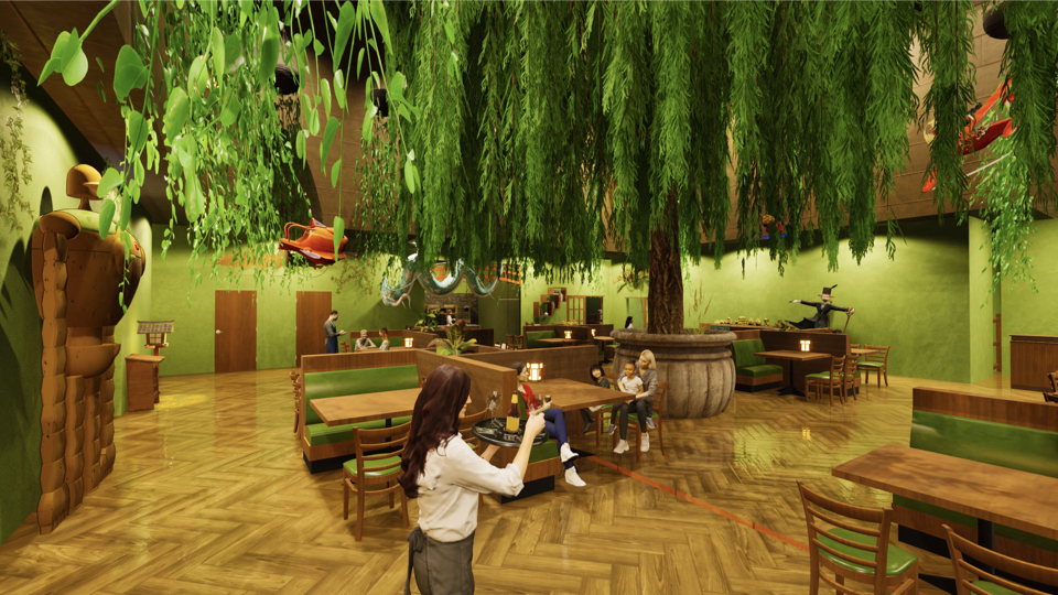 Second main dining room rendering from the Twinmotion walkthrough set.