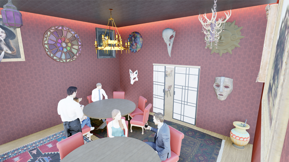 Howl's Moving Castle rendering from the themed side room.