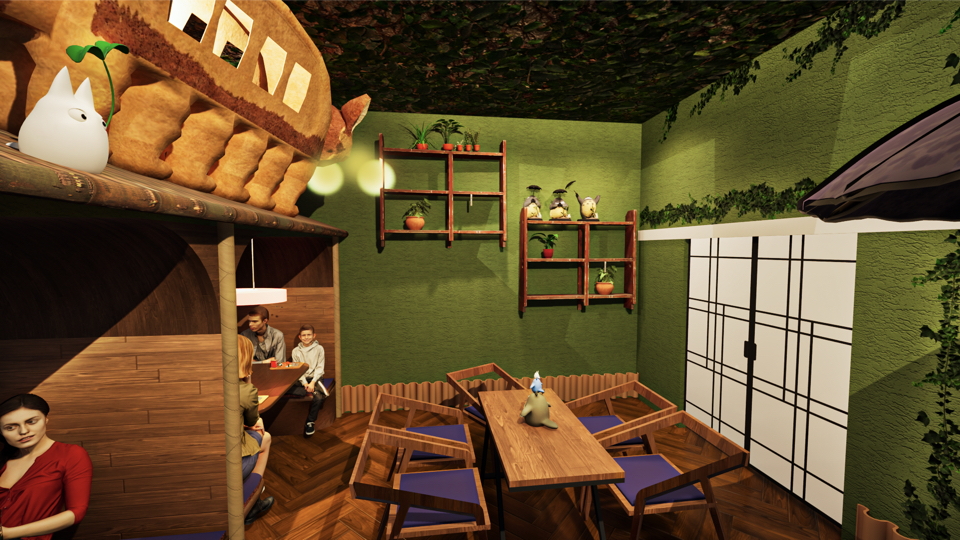 My Neighbor Totoro rendering from the themed side room.