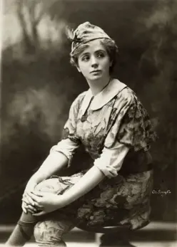 Archival image of Maude Adams in costume as Peter Pan during her Broadway career.