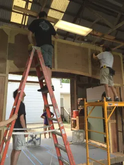 Stephens students working on a production at the Okoboji Summer Theatre.