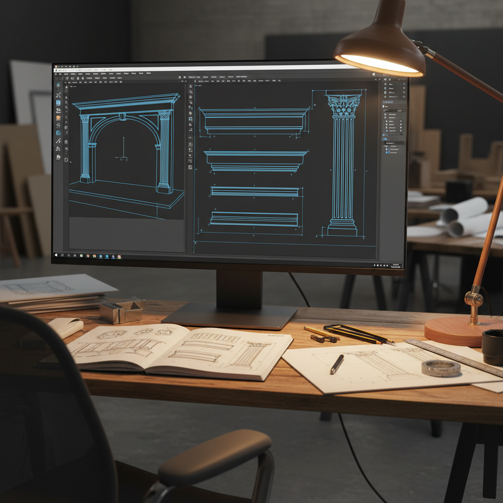 Vectorworks trim profile sketch created with the Polyline tool for scenic drafting.