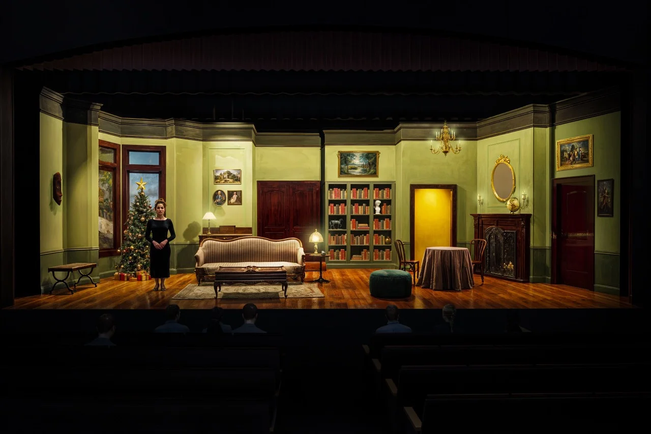 Scenic rendering for Bell, Book, and Candle at Okoboji Summer Theatre. View 1.