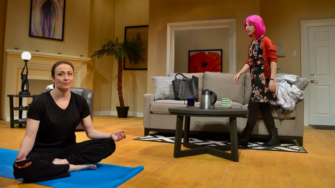 Final production image from Rich Girl showing the complete scenic environment in performance, scenic design by Brandon PT Davis.