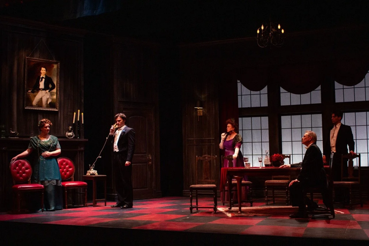 Production image from An Inspector Calls showing the Birling interior, scenic design by Brandon PT Davis.