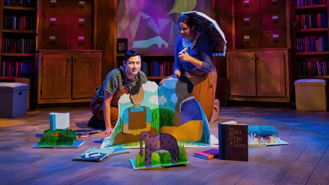 Production image from Tomás and the Library Lady showing the welcoming scenic world, scenic design by Brandon PT Davis.