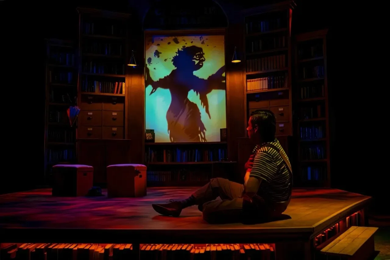 Performance image from Tomás and the Library Lady highlighting the domestic space and storytelling environment, scenic design by Brandon PT Davis.
