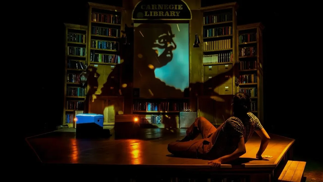 Production still from Tomás and the Library Lady emphasizing movement between intimate and imaginative space, scenic design by Brandon PT Davis.