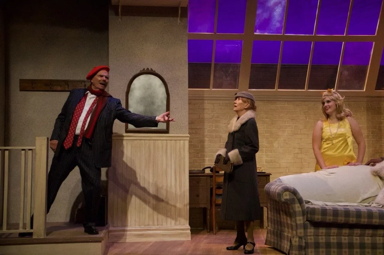Production image from Barefoot in the Park showing the apartment environment, scenic design by Brandon PT Davis.