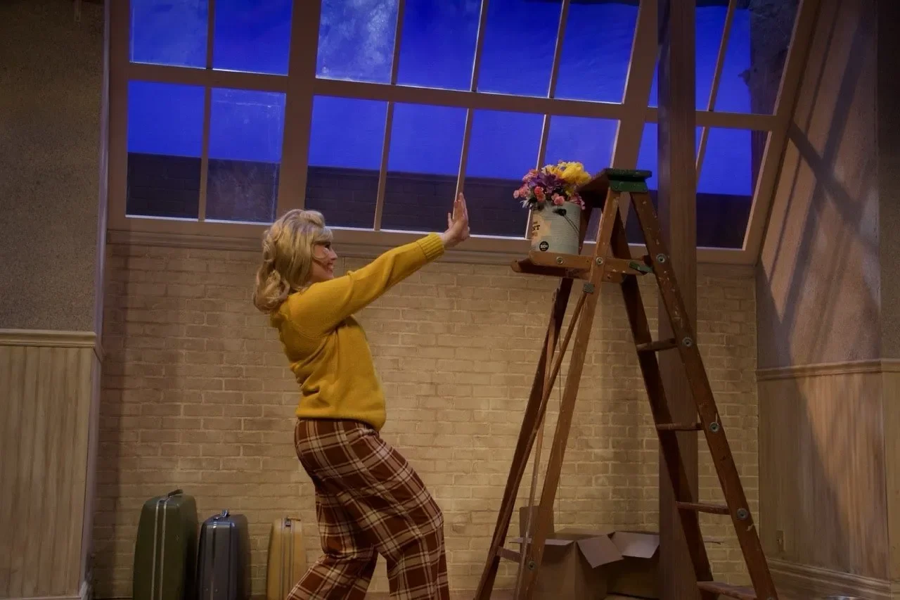 Scene from Barefoot in the Park using the walk-up layout for comic staging, scenic design by Brandon PT Davis.