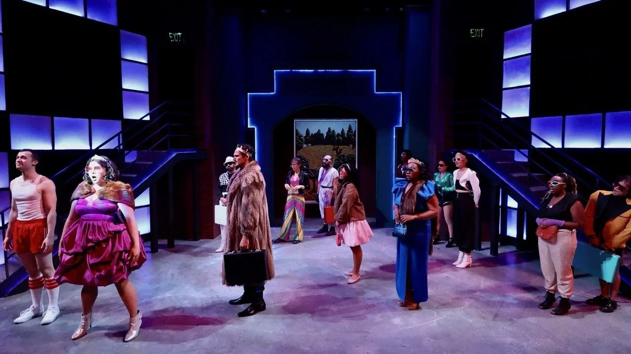 Production still from Head Over Heels emphasizing club-inspired theatricality, scenic design by Brandon PT Davis.