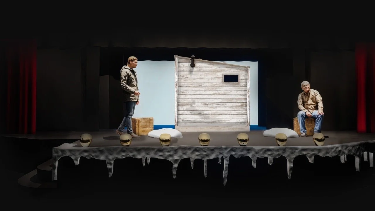 Scenic rendering for Guys on Ice with focus on atmosphere, structure, and sightlines, scenic design by Brandon PT Davis.