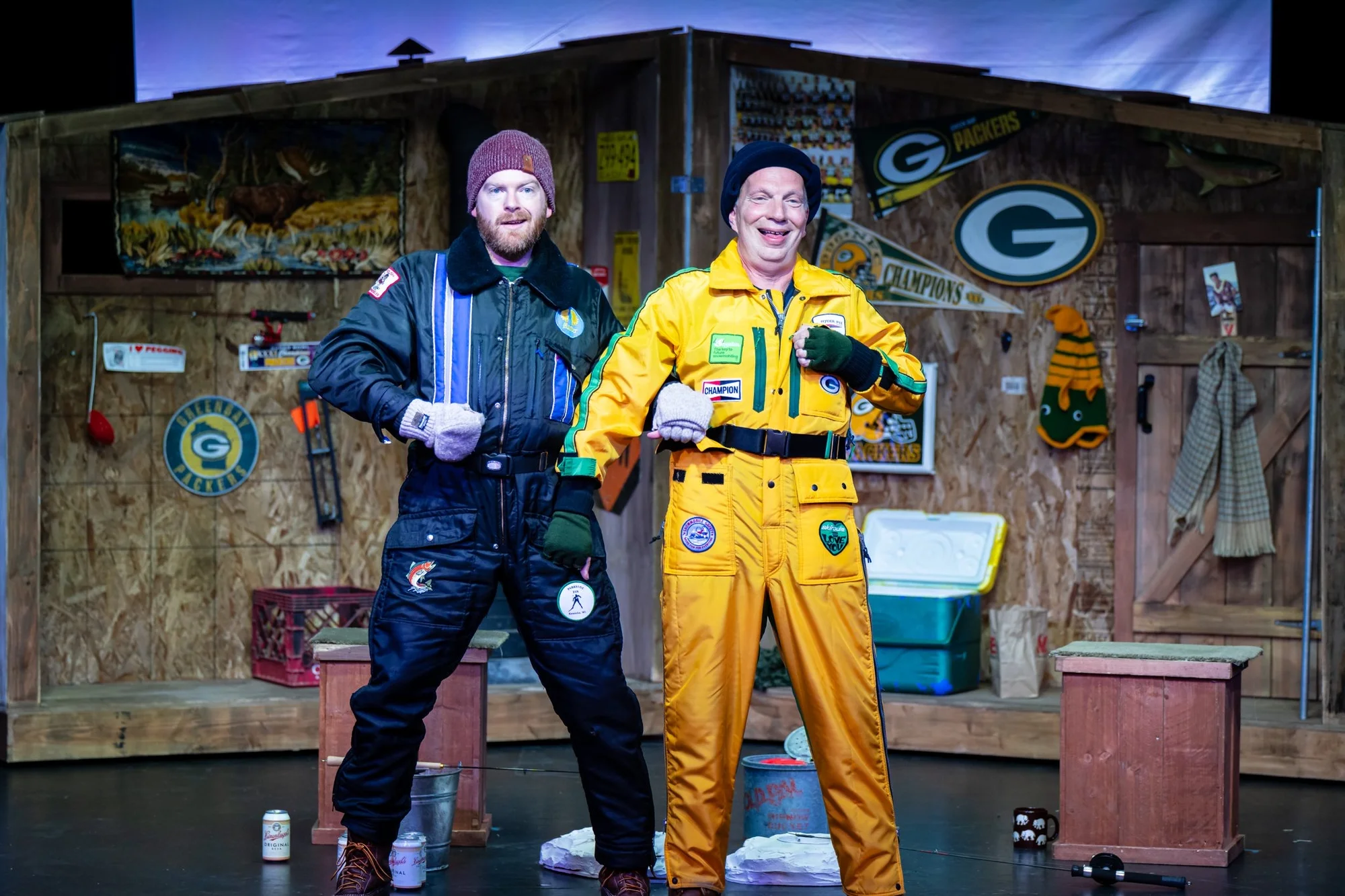 Production image of Guys on Ice at The Great American Melodrama with full set context, scenic design by Brandon PT Davis.