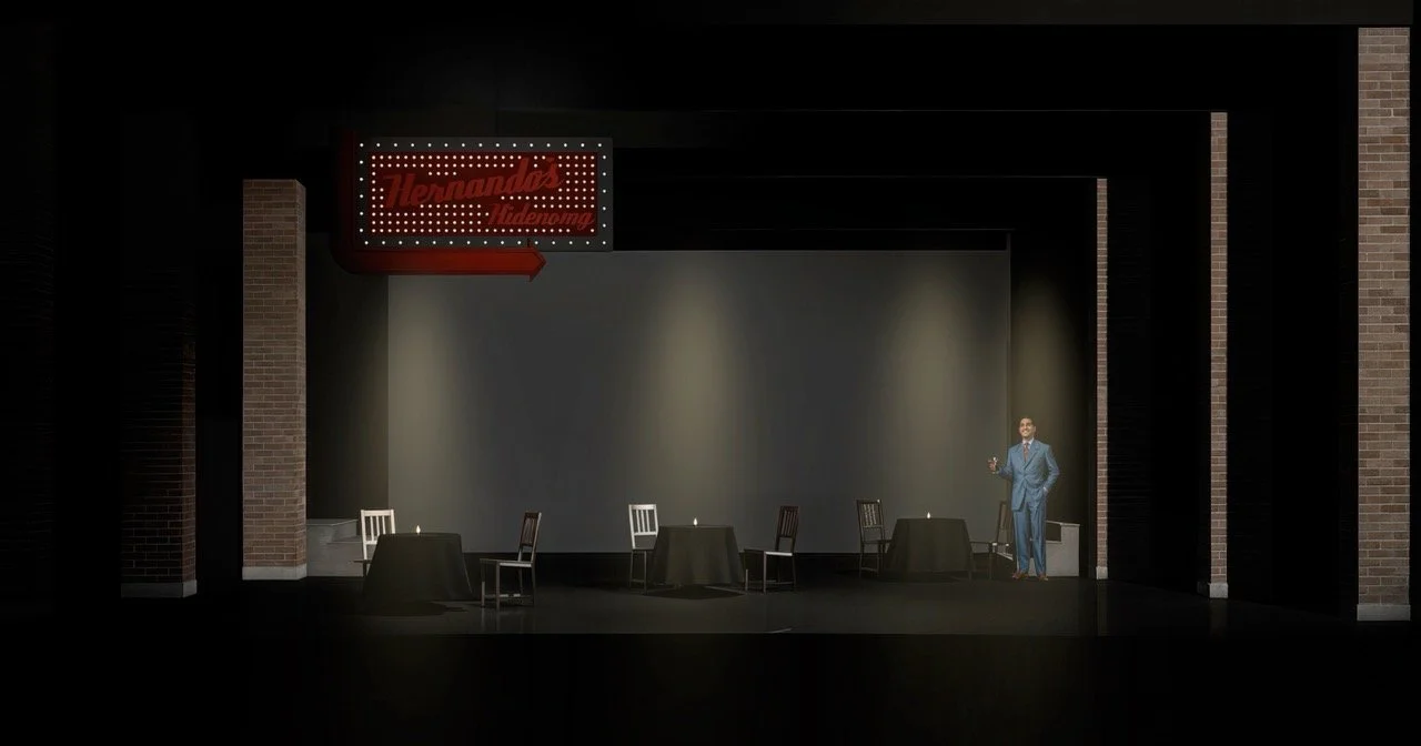 Rendering for The Pajama Game studying scenic transitions and factory architecture, scenic design by Brandon PT Davis.