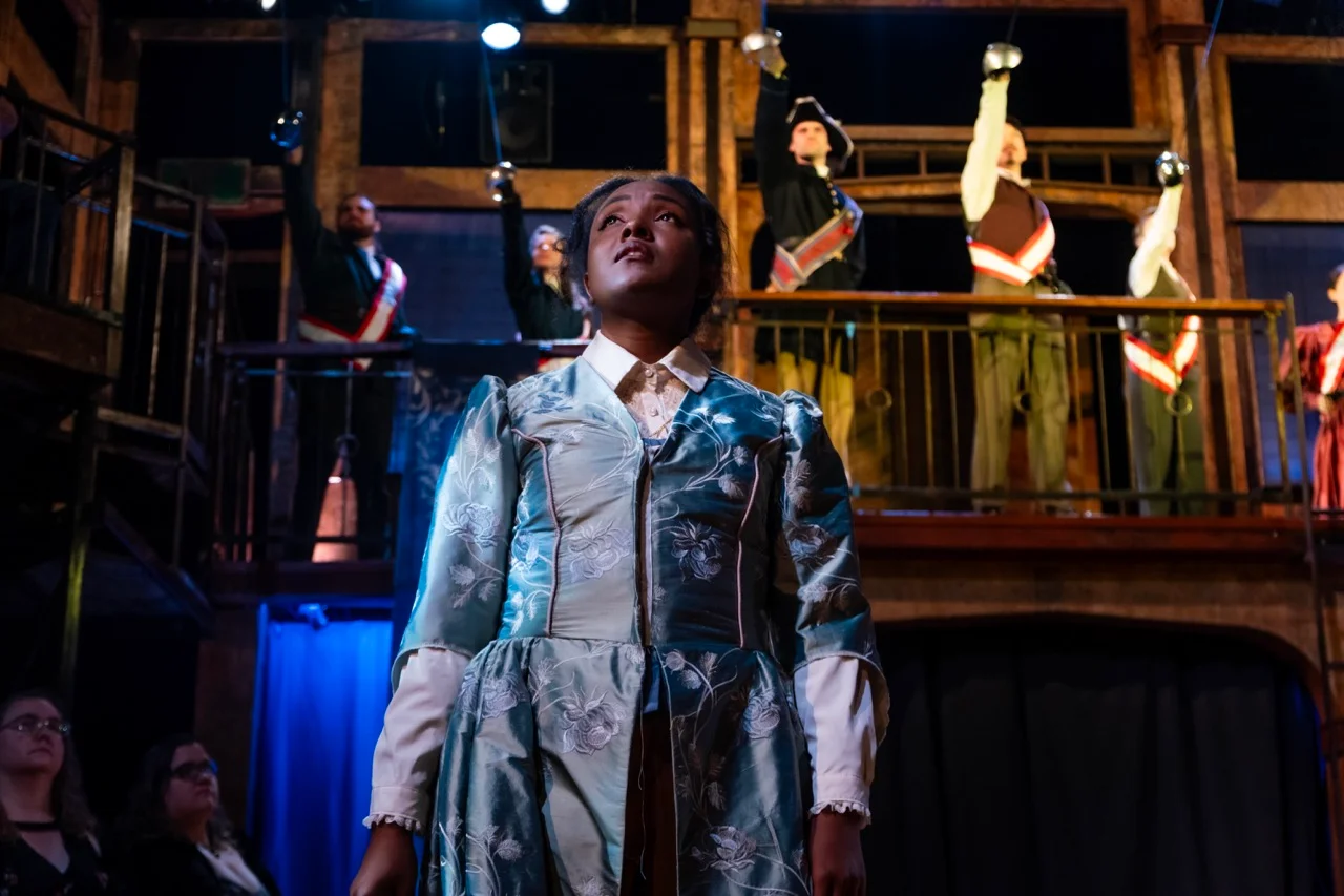 Production image from All's Well That Ends Well at New Swan Theatre Festival, scenic design by Brandon PT Davis.