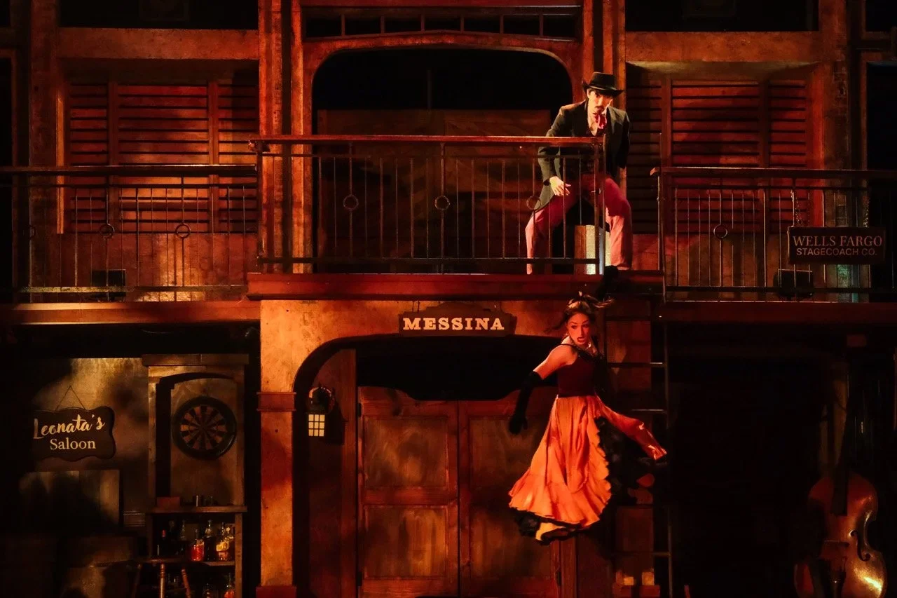 Production image from Much Ado About Nothing at New Swan Theatre Festival, scenic design by Brandon PT Davis.