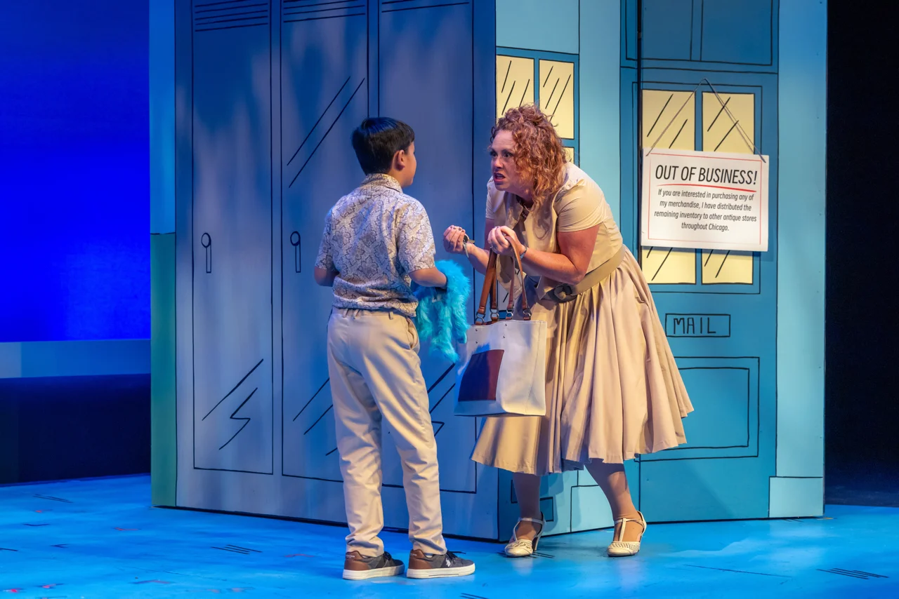 Production image from Freaky Friday showing the scenic environment in action, scenic design by Brandon PT Davis.