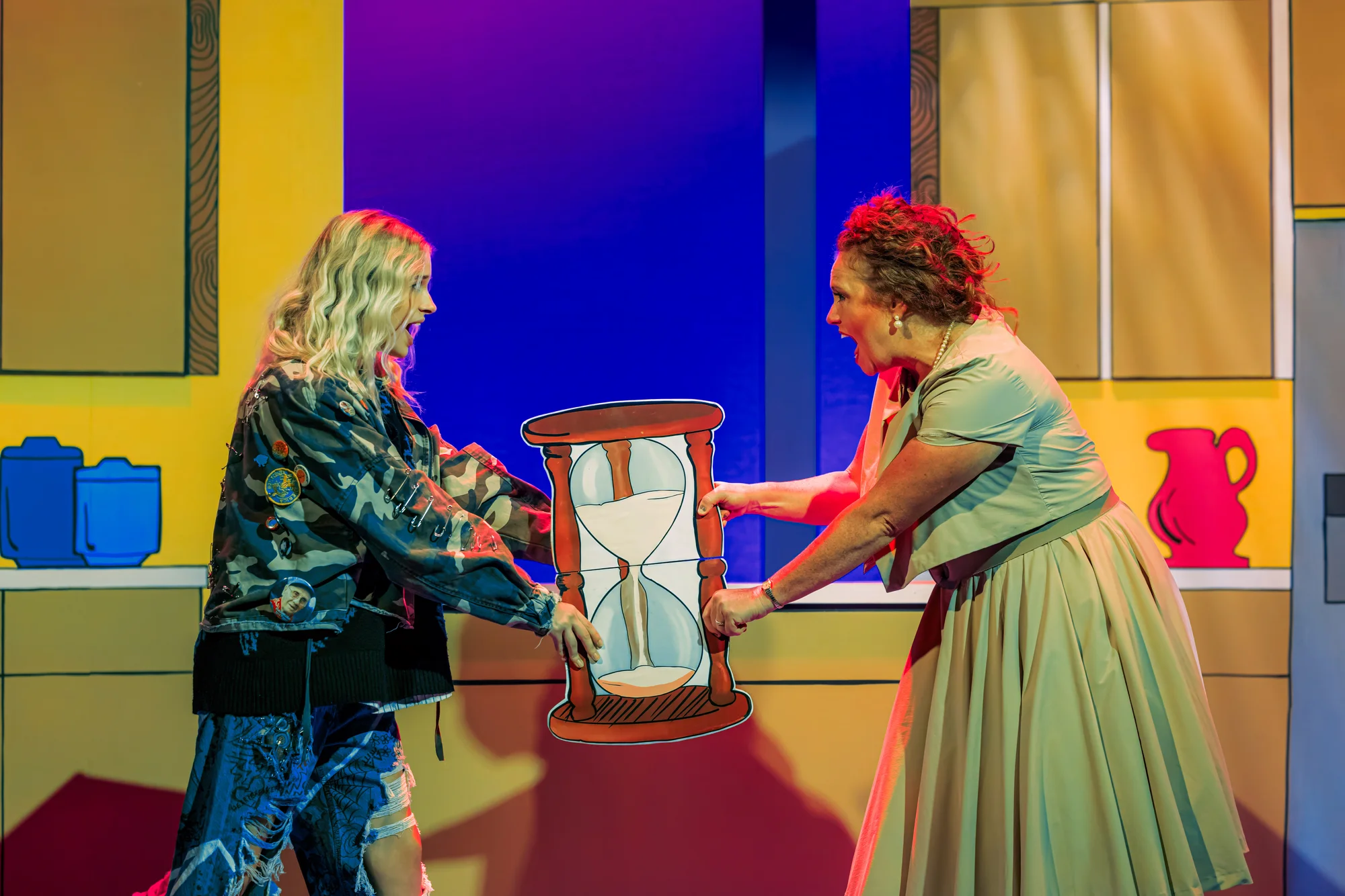 Production still emphasizing transitions and stage zones in Freaky Friday, scenic design by Brandon PT Davis.